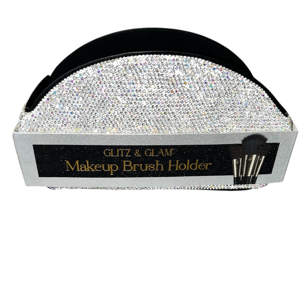 ✨️ VIRAL Glitz & Glam Makeup Silver glitter Rhinestone Brush Holder ✨️